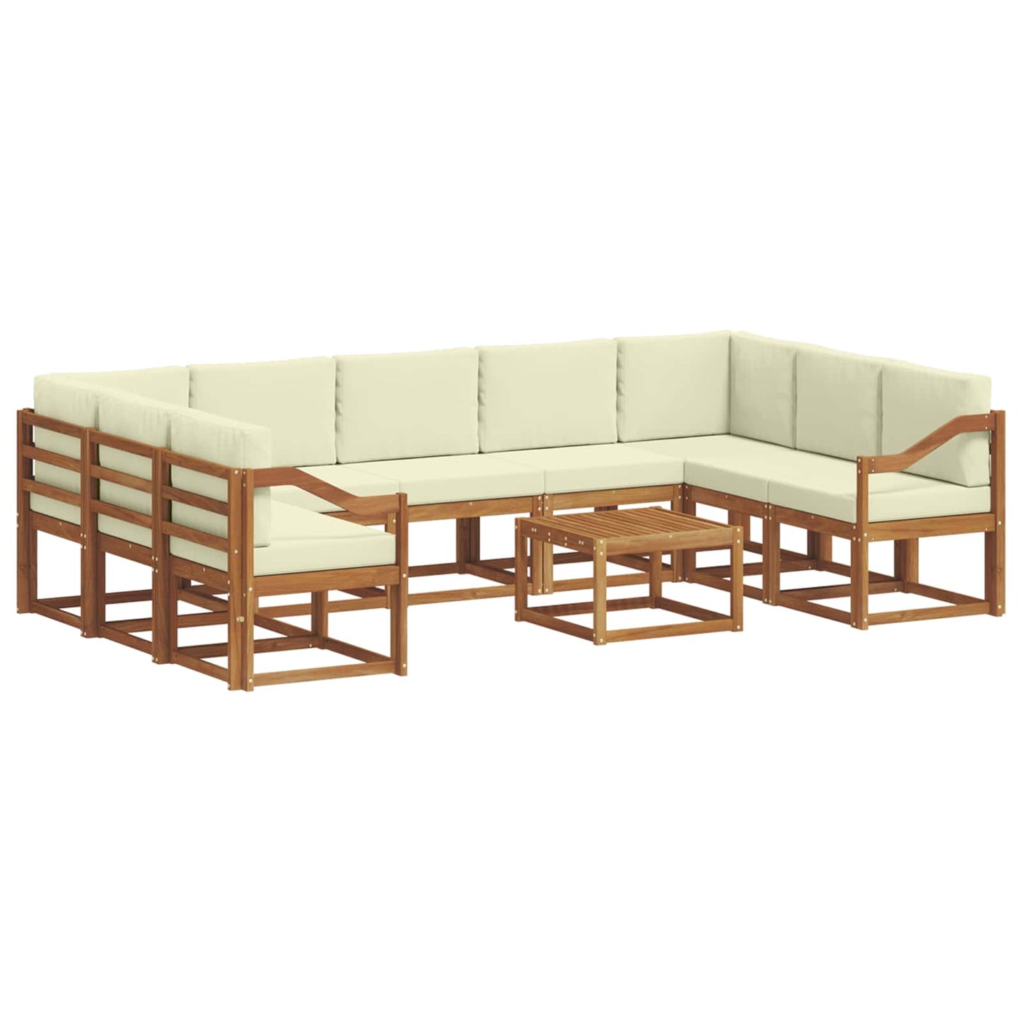 Set di divani da esterno con cuscino 10 pcs Naturale e Crema