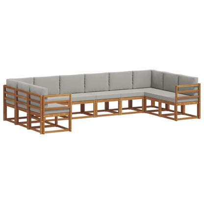 Set di divani da esterno 10 pcs Grigio Naturale e Chiaro