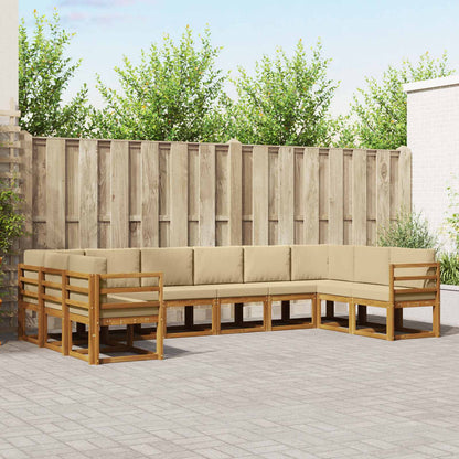 Set di divani da esterno con cuscino 10 pcs Naturale e Beige