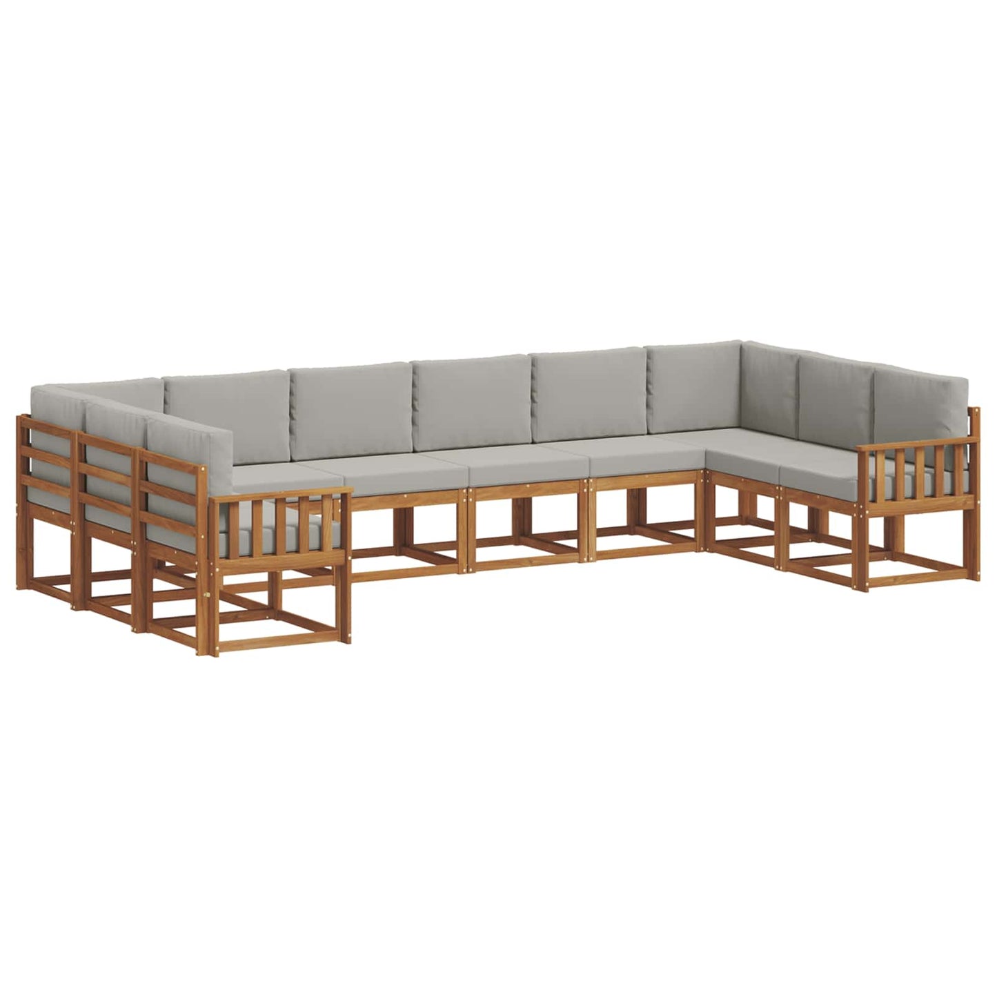 Set di divani da esterno 10 pcs Grigio Naturale e Chiaro