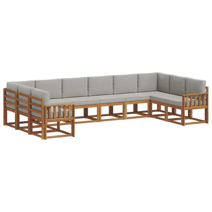 Set di divani da esterno 10 pcs Grigio Naturale e Chiaro