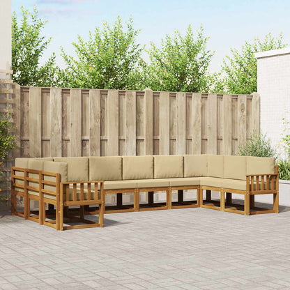 Set di divani da esterno con cuscino 10 pcs Naturale e Beige