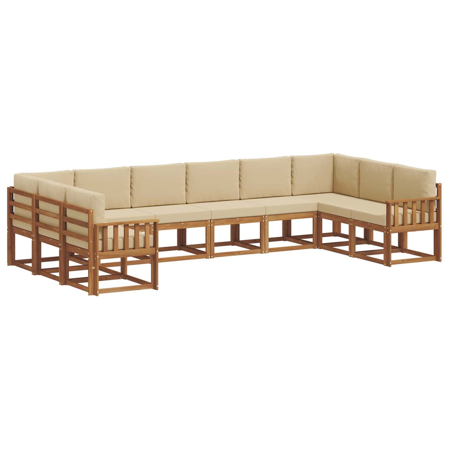 Set di divani da esterno con cuscino 10 pcs Naturale e Beige