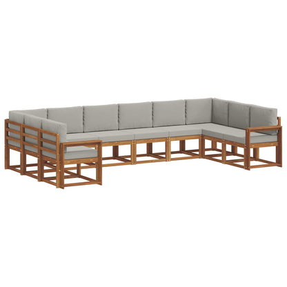 Set di divani da esterno 10 pcs Grigio Naturale e Chiaro