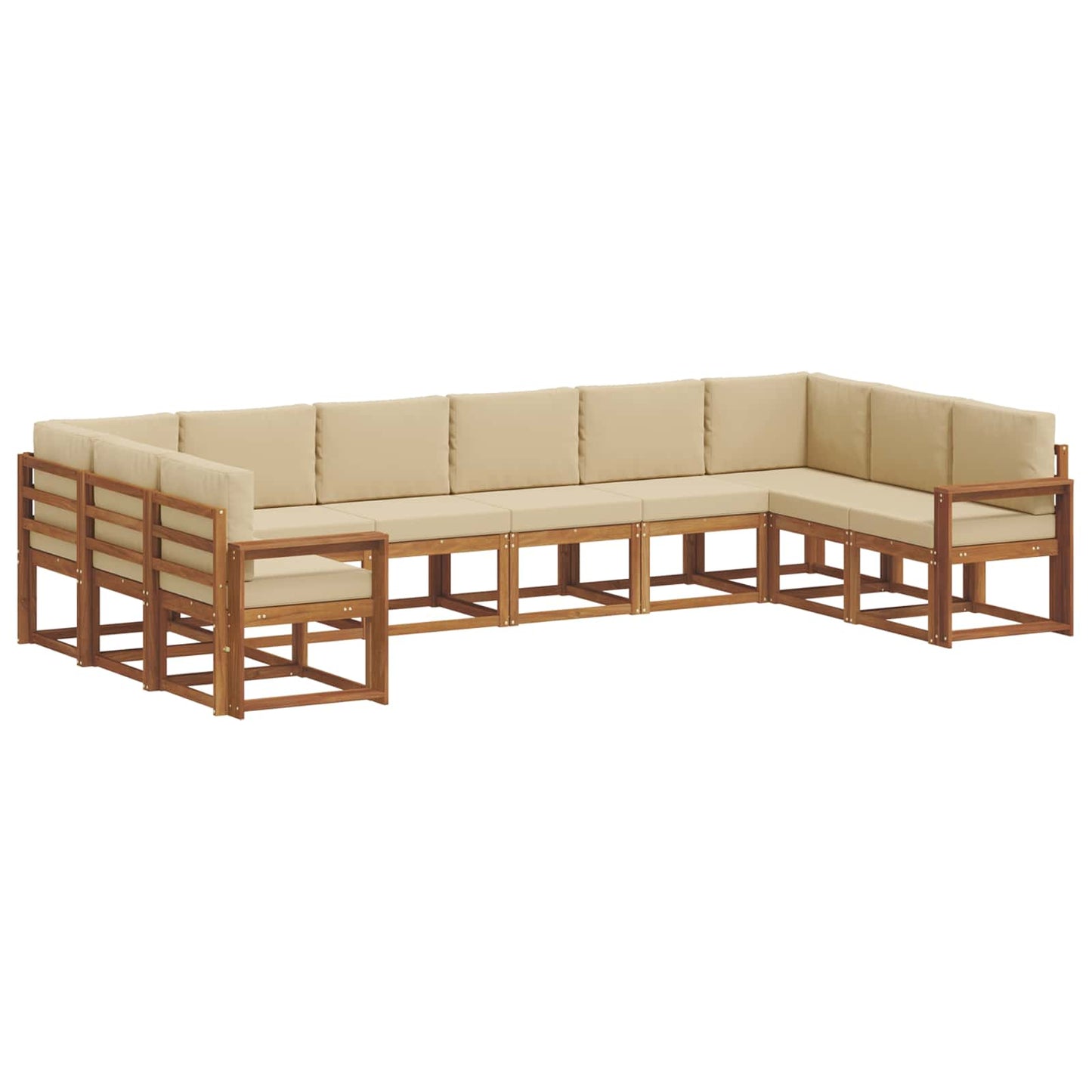 Set di divani da esterno con cuscino 10 pcs Naturale e Beige