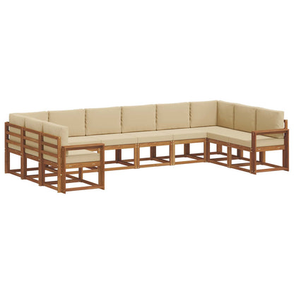 Set di divani da esterno con cuscino 10 pcs Naturale e Beige