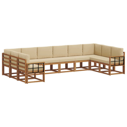 Set di divani da esterno con cuscino 10 pcs Naturale e Beige
