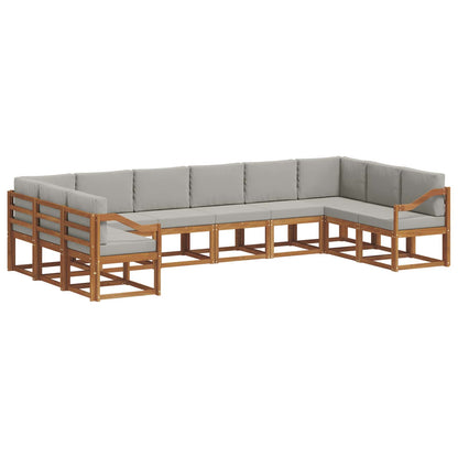 Set di divani da esterno 10 pcs Grigio Naturale e Chiaro