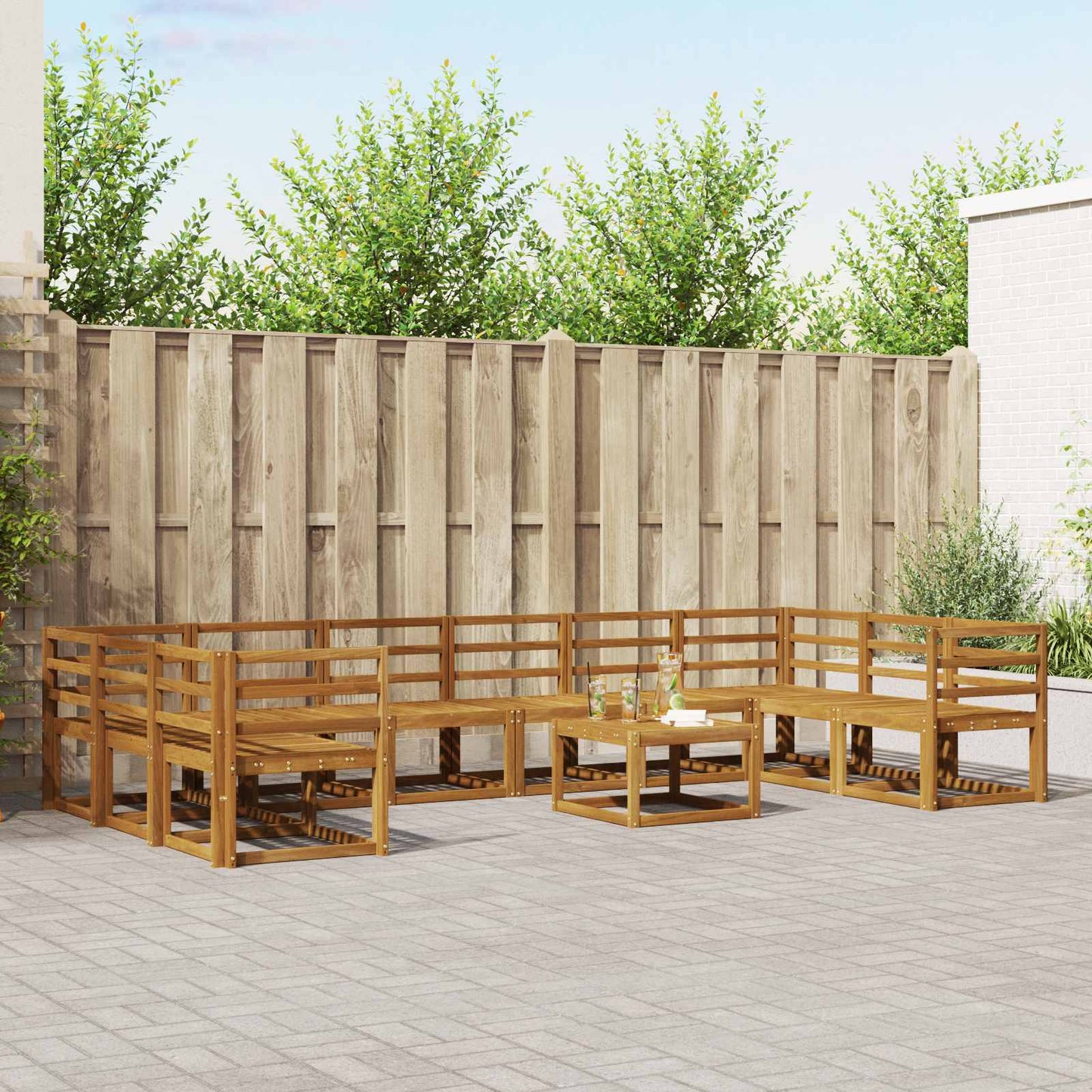 Set di divani da esterno 11 pcs Naturale