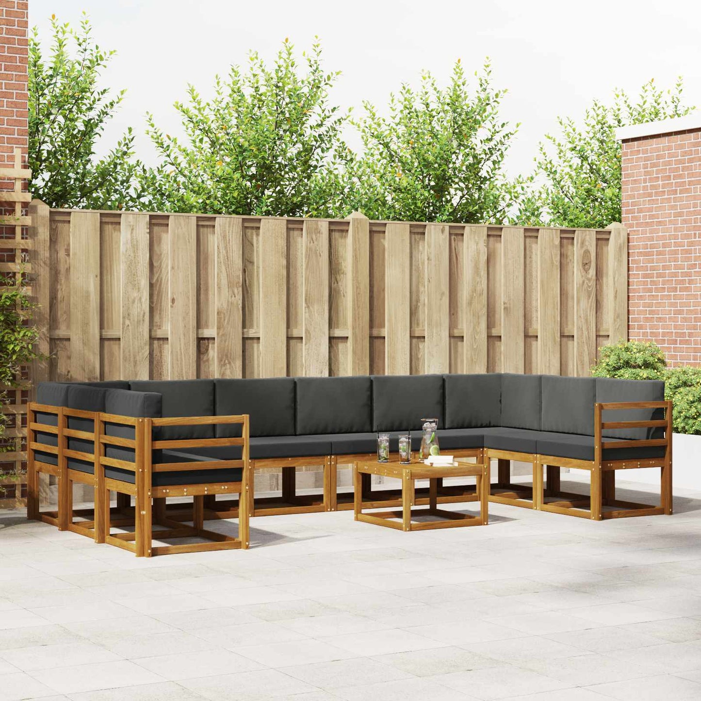 Set di divani da esterno 11 pcs Naturale e Antracite