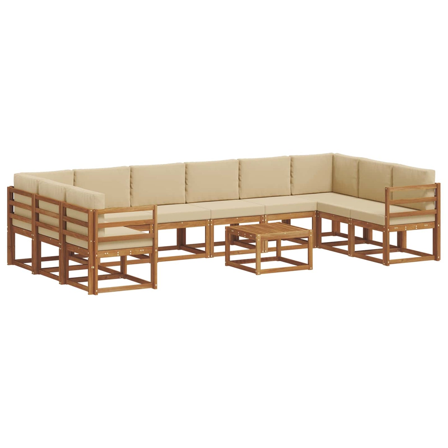 Set di divani da esterno con cuscino 11 pcs Naturale e Beige