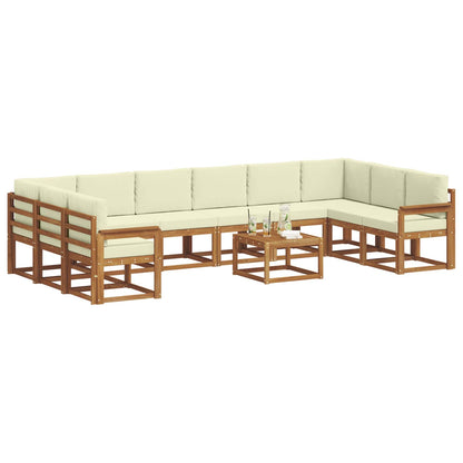 Set di divani da esterno con cuscino 11 pcs Naturale e Crema