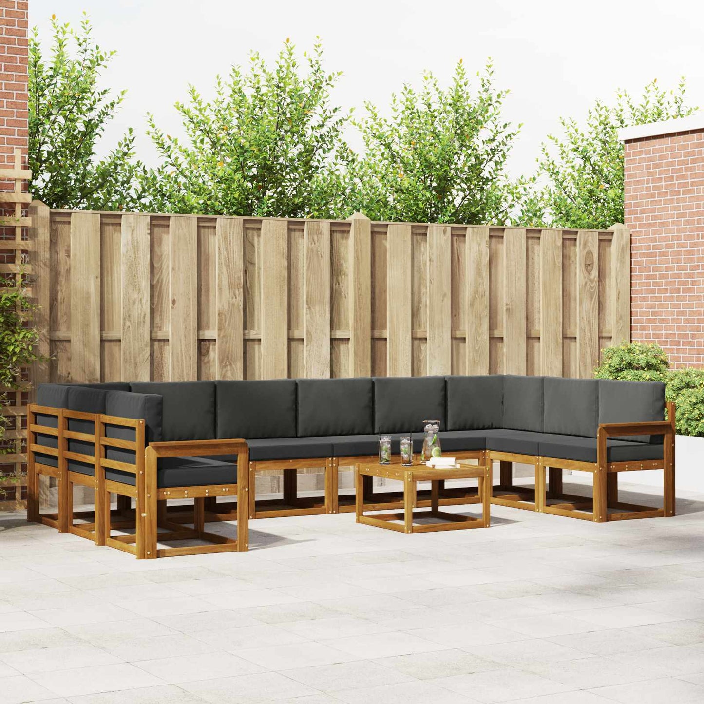 Set di divani da esterno 11 pcs Naturale e Antracite