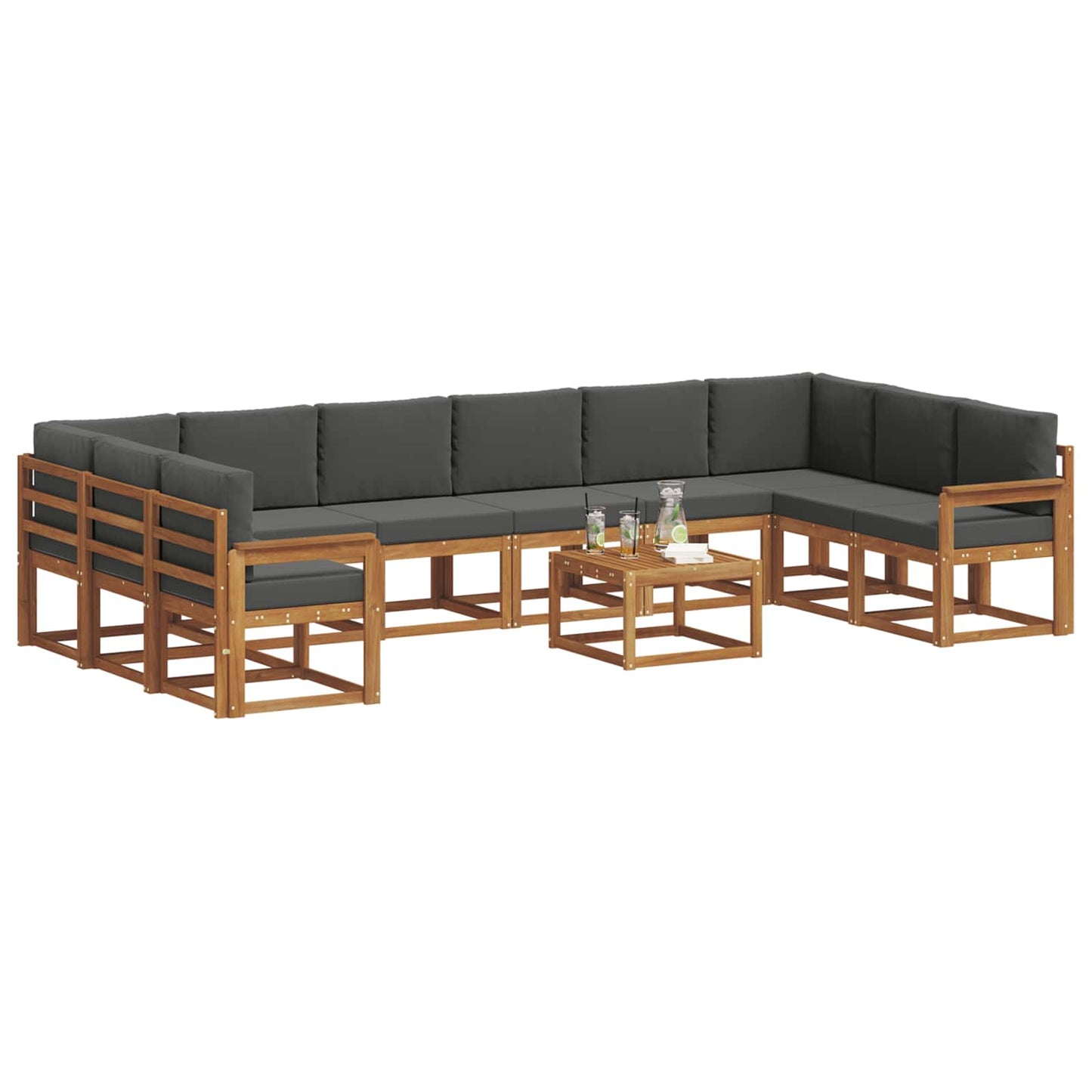 Set di divani da esterno 11 pcs Naturale e Antracite