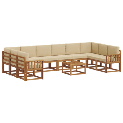 Set di divani da esterno con cuscino 11 pcs Naturale e Beige