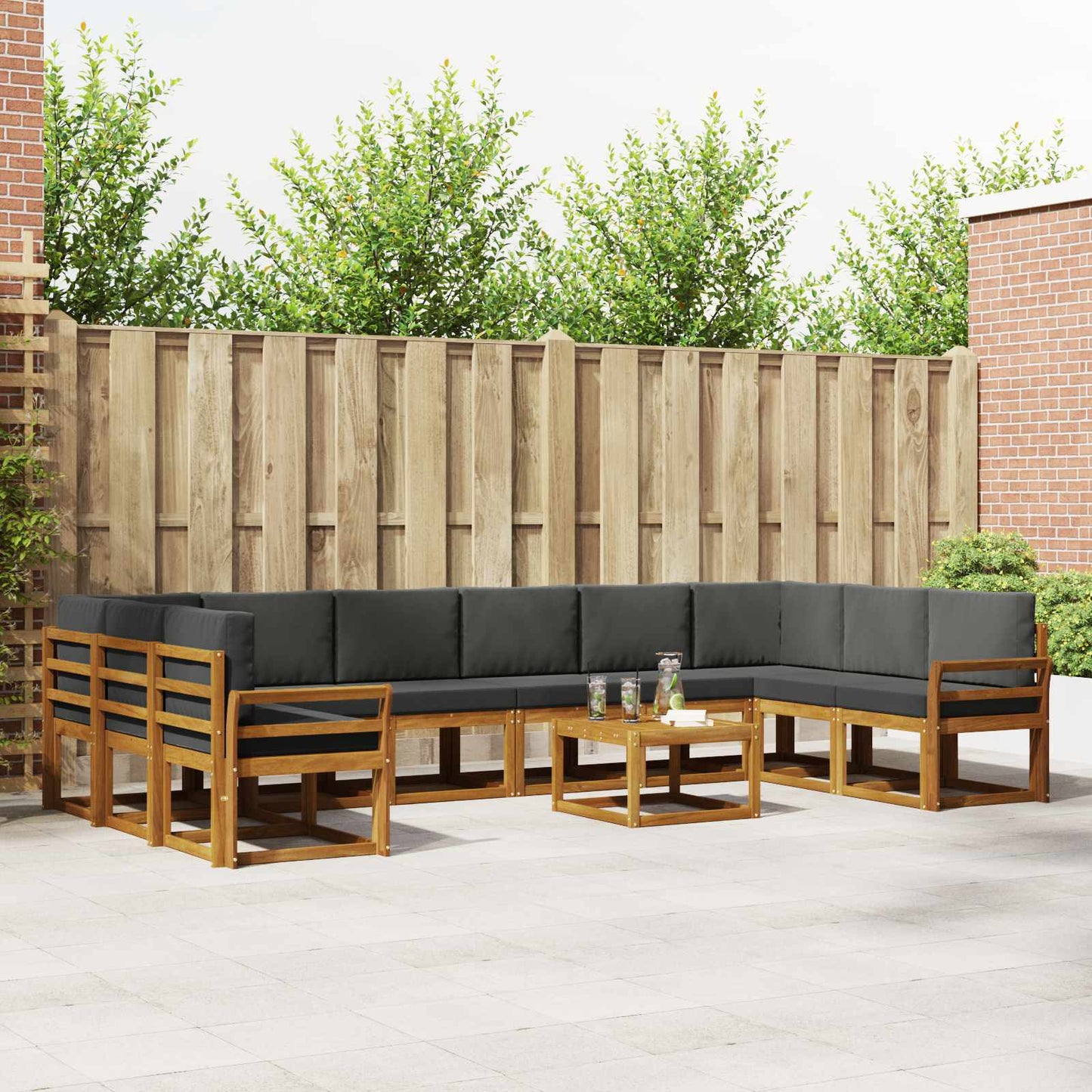 Set di divani da esterno 11 pcs Naturale e Antracite