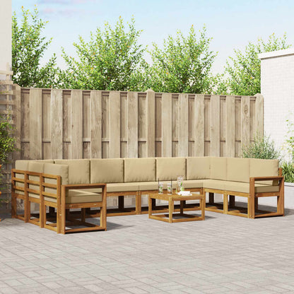 Set di divani da esterno con cuscino 11 pcs Naturale e Beige