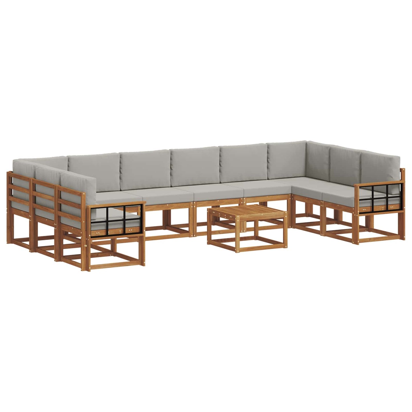 Set di divani da esterno 11 pcs Grigio Naturale e Chiaro