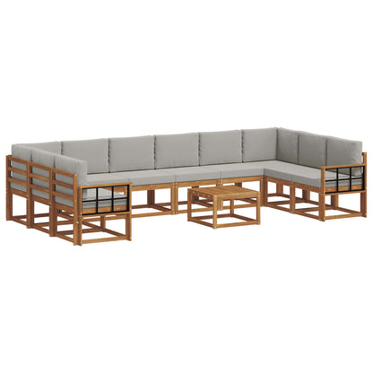 Set di divani da esterno 11 pcs Grigio Naturale e Chiaro