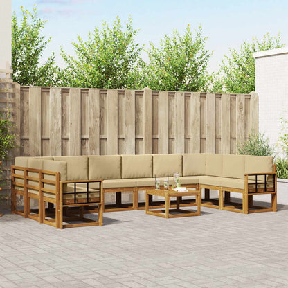 Set di divani da esterno con cuscino 11 pcs Naturale e Beige