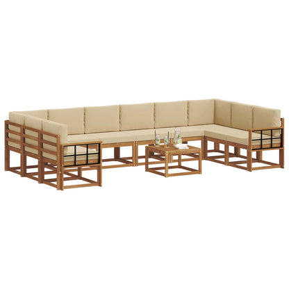 Set di divani da esterno con cuscino 11 pcs Naturale e Beige