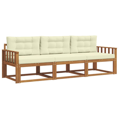 Set di divani da esterno con cuscino 3 pcs Naturale e Crema