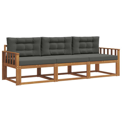 Set di divani da esterno con cuscino 3 pcs Naturale e Antracite