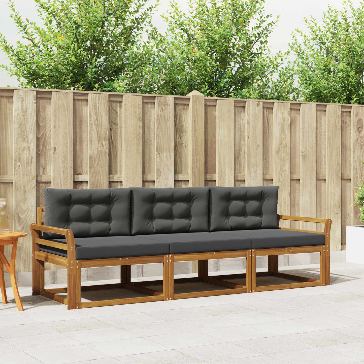 Set di divani da esterno con cuscino 3 pcs Naturale e Antracite