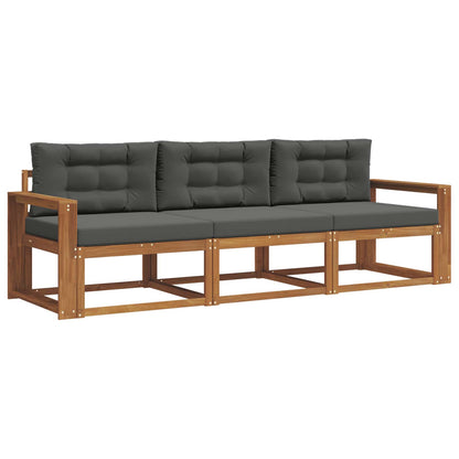 Set di divani da esterno con cuscino 3 pcs Naturale e Antracite