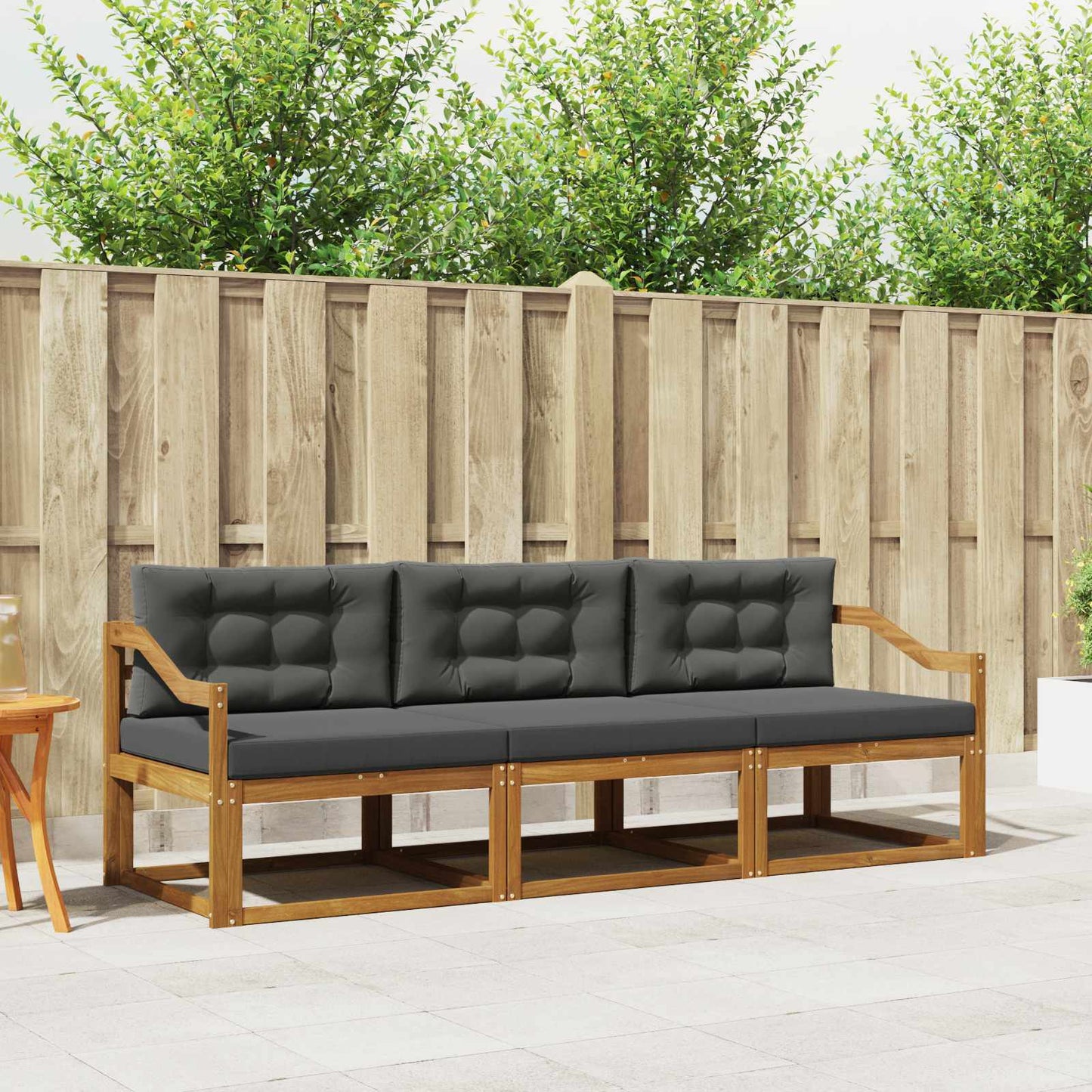 Set di divani da esterno con cuscino 3 pcs Naturale e Antracite