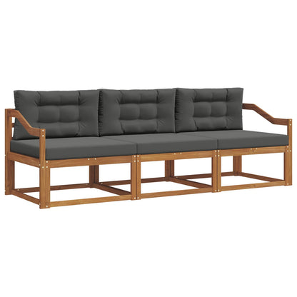 Set di divani da esterno con cuscino 3 pcs Naturale e Antracite
