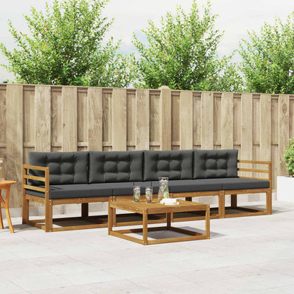 Set di divani da esterno con cuscino 5 pcs Naturale e Antracite