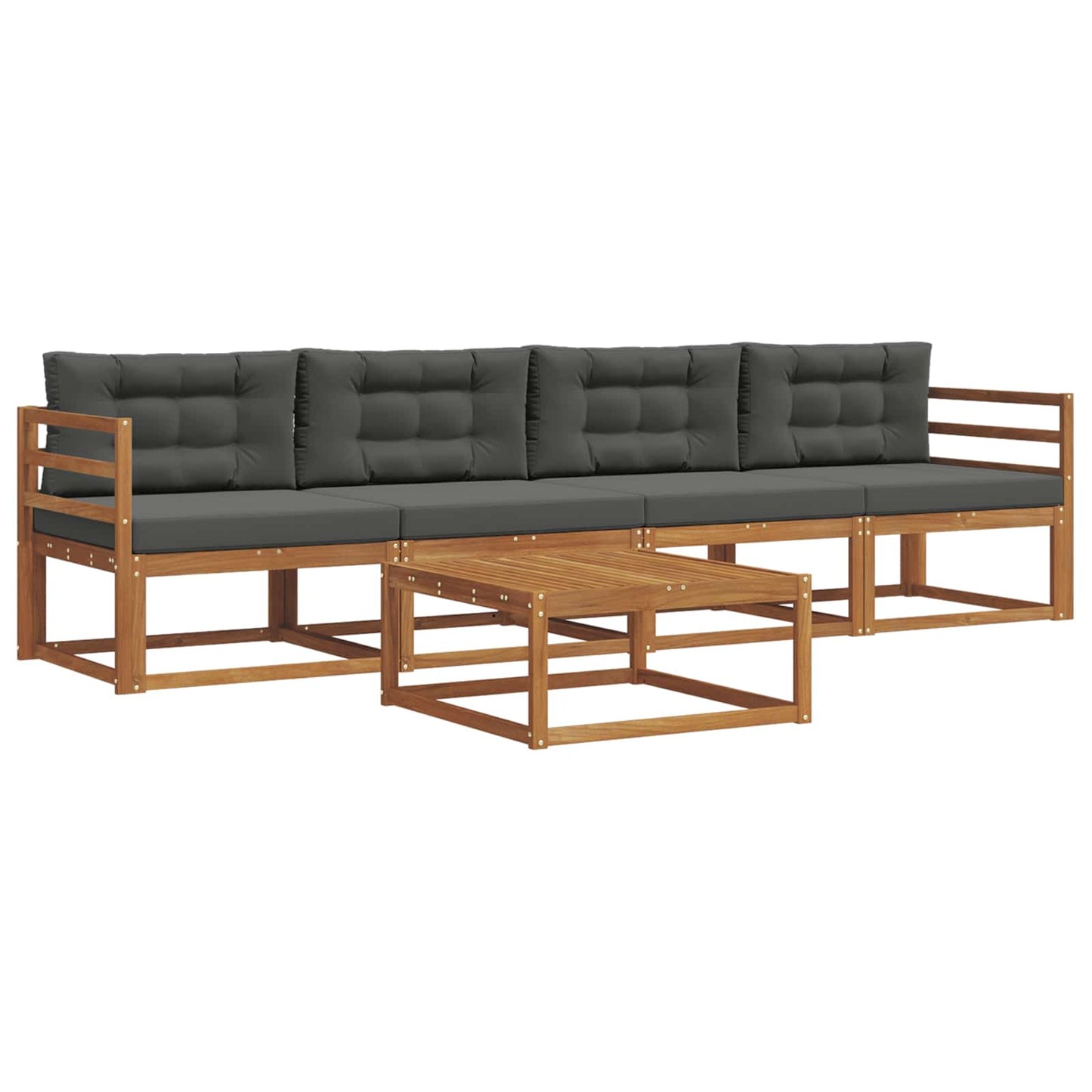 Set di divani da esterno con cuscino 5 pcs Naturale e Antracite