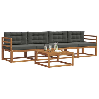 Set di divani da esterno con cuscino 5 pcs Naturale e Antracite