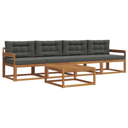 Set di divani da esterno con cuscino 5 pcs Naturale e Antracite