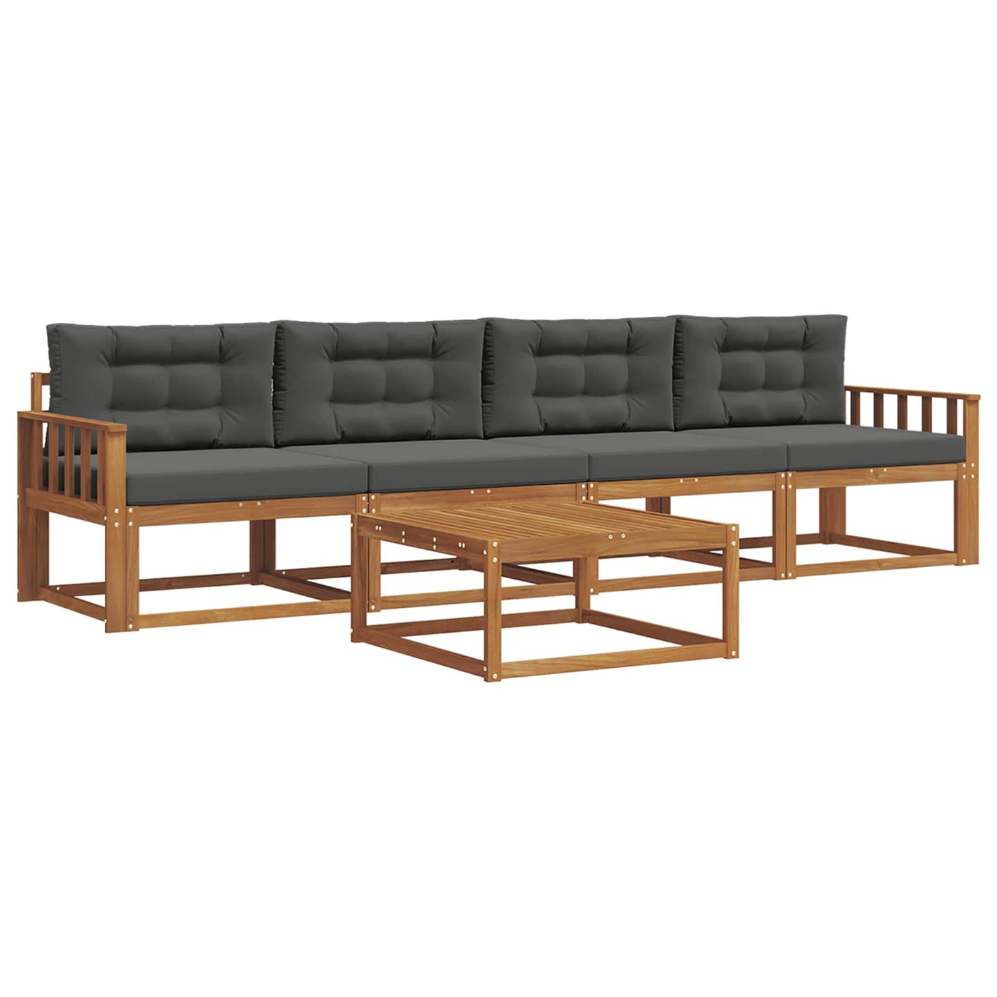 Set di divani da esterno con cuscino 5 pcs Naturale e Antracite