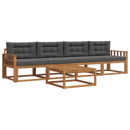 Set di divani da esterno con cuscino 5 pcs Naturale e Antracite