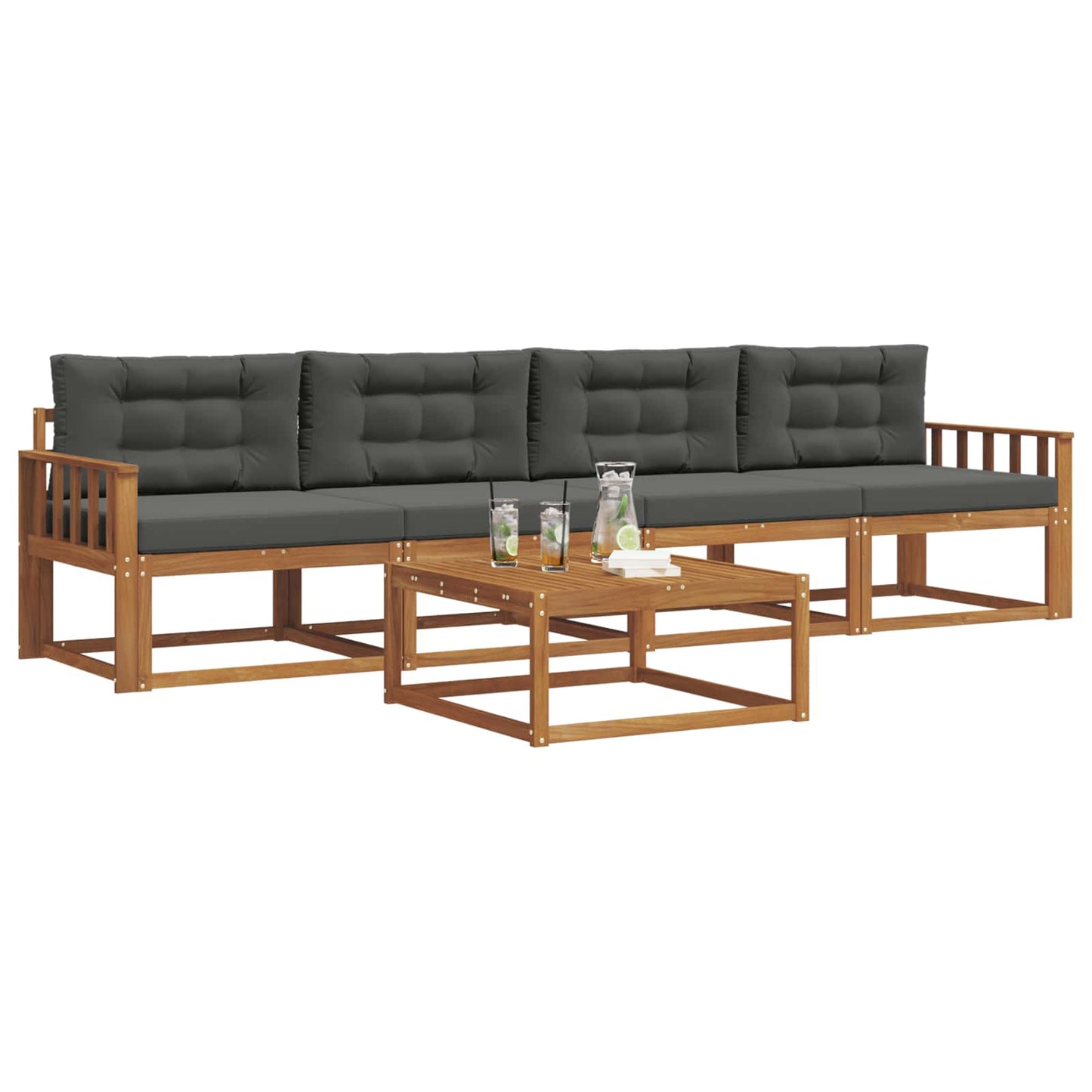 Set di divani da esterno con cuscino 5 pcs Naturale e Antracite