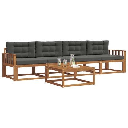 Set di divani da esterno con cuscino 5 pcs Naturale e Antracite
