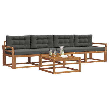 Set di divani da esterno con cuscino 5 pcs Naturale e Antracite
