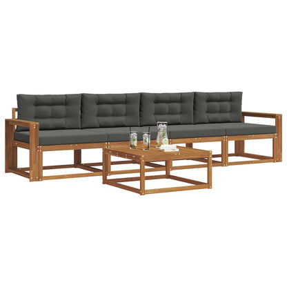 Set di divani da esterno con cuscino 5 pcs Naturale e Antracite