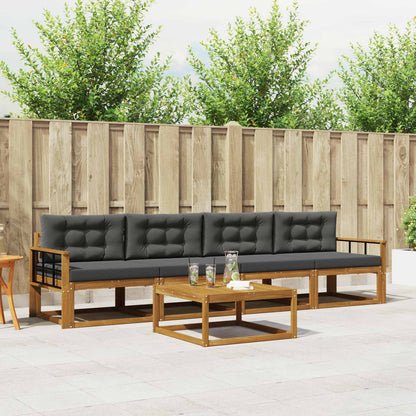 Set di divani da esterno con cuscino 5 pcs Naturale e Antracite