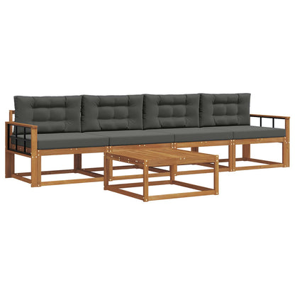 Set di divani da esterno con cuscino 5 pcs Naturale e Antracite