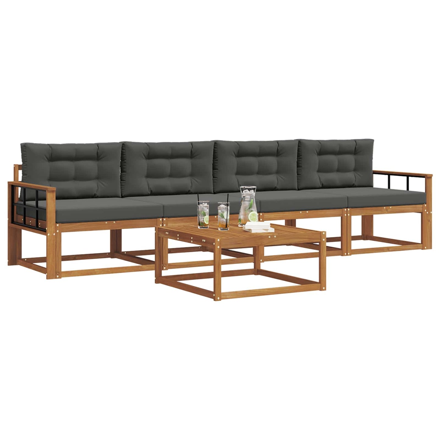Set di divani da esterno con cuscino 5 pcs Naturale e Antracite