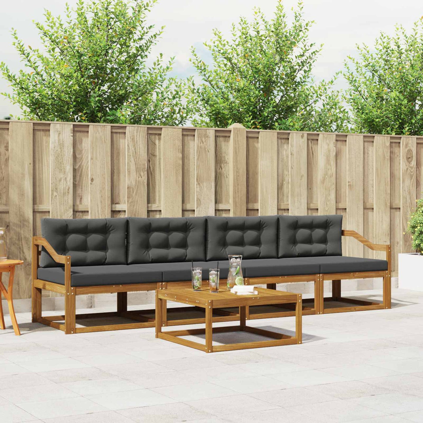 Set di divani da esterno con cuscino 5 pcs Naturale e Antracite