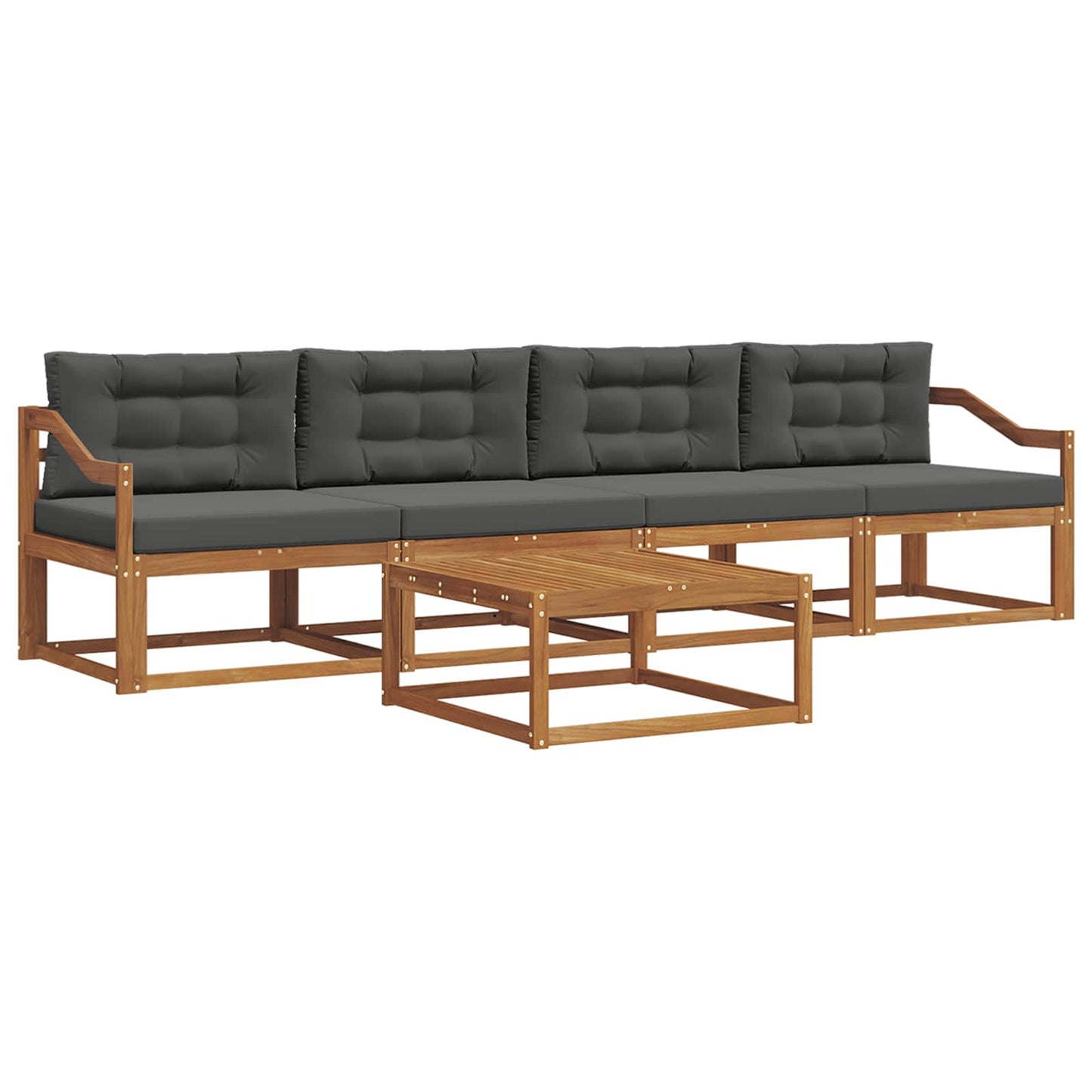 Set di divani da esterno con cuscino 5 pcs Naturale e Antracite