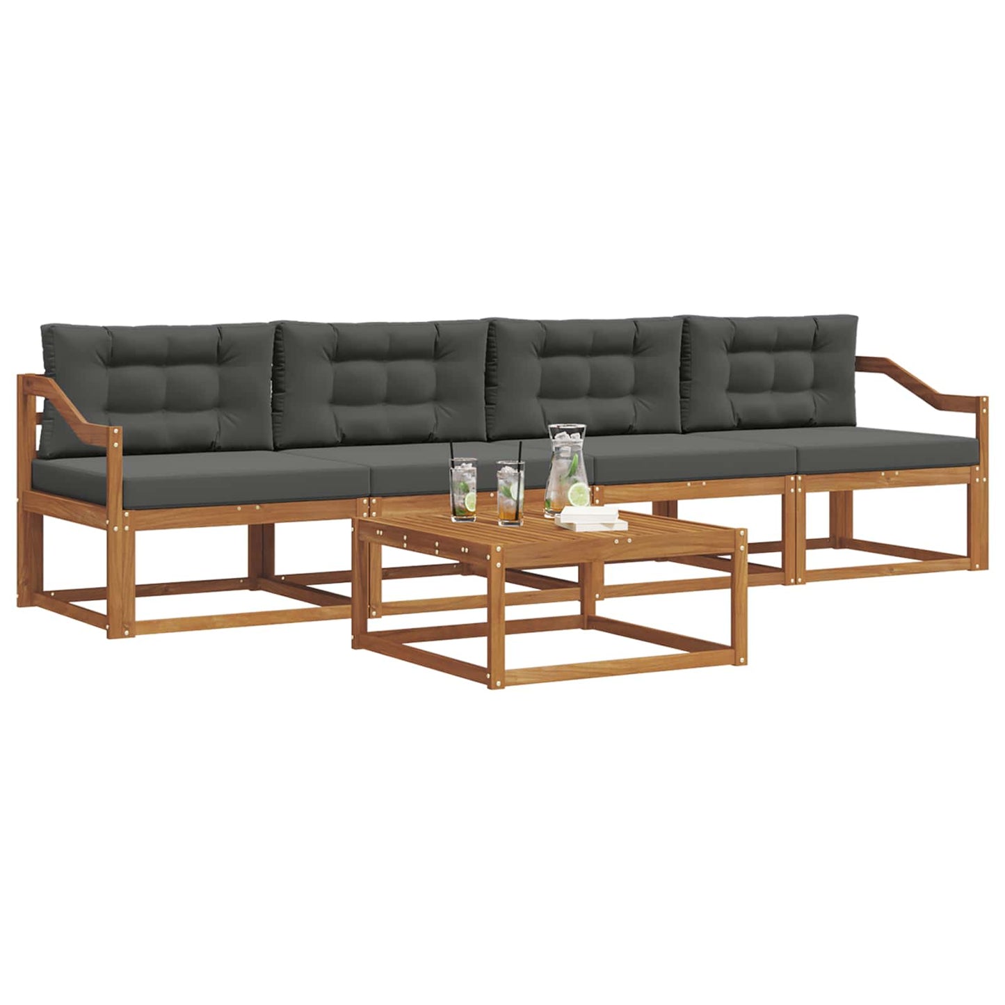 Set di divani da esterno con cuscino 5 pcs Naturale e Antracite