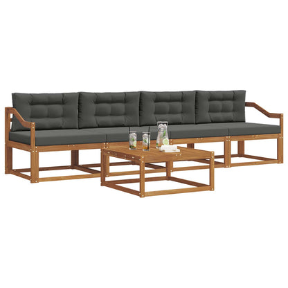 Set di divani da esterno con cuscino 5 pcs Naturale e Antracite