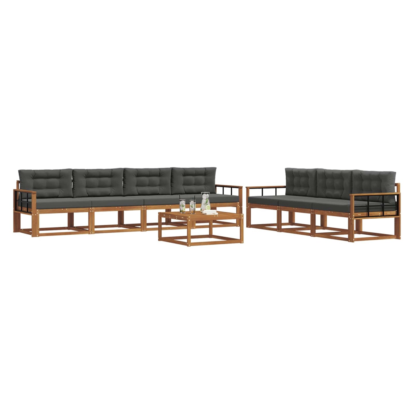 Set di divani da esterno con cuscino 8 pcs Naturale e Antracite