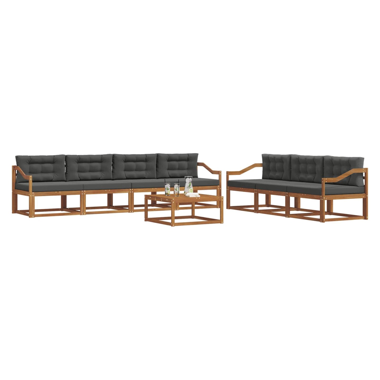 Set di divani da esterno con cuscino 8 pcs Naturale e Antracite